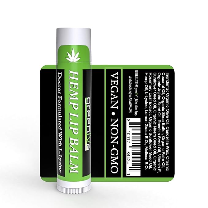 GreenIVe Hemp Lip Balm, Vegan, Omegas 3 & 6, Vitamin E, L-Lysine, Hydrating Handcrafted (5)