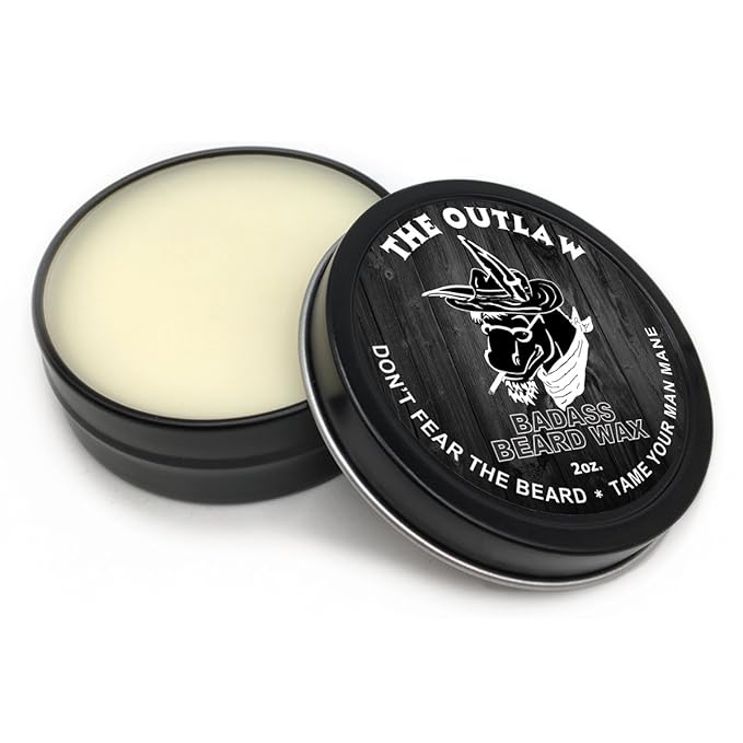 Badass Beard Care Beard Wax For Men - The Outlaw, 2 oz - Softens Beard Hair, Leaves Your Beard Looking and Feeling More Dense