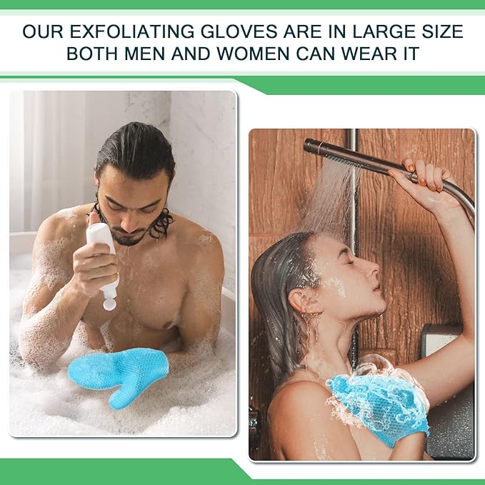 Karenhi 2 Pcs Honeycomb Exfoliating Glove Set Exfoliating Bath Mitt Honeycomb Face and Body Scrubber Shower Mitt for Cleaning Body Shower Face Skin Beauty Spa, Quick Drying(Blue)