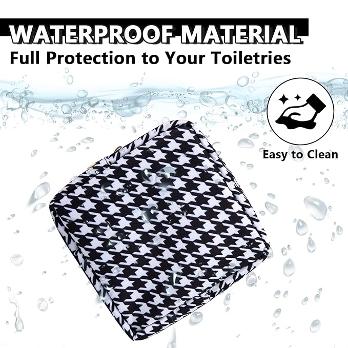 Mini Makeup Pouch for Purse， Small Cosmetic Bag Pouch Nylon Travel Toiletry Organizers for Women Girls, Cute Storage Zipper Pouch Coin Purse for School Work Camping(Mini-Houndstooth)