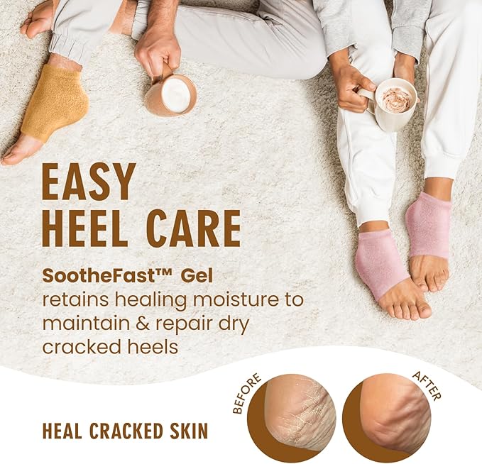 Dr. Frederick's Original Moisturizing Fuzzy Heel Socks - 2 Pairs - Cozy Gel-Lined Sleep Socks for Women & Men - Soothes Dry, Cracked Feet - Heel Repair - Citrus Glow