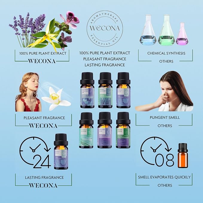 Essential Oils for Laundry - 100% Pure Essential Oils for Diffusers for Home,6x10ml(Clean)- Aromatherapy Oils for Soap,Candle Making,Humidifiers,Dryer Balls