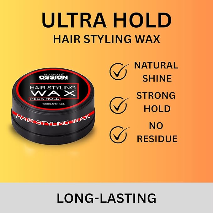 Morfose Barber Wax, 5.30 Ounce (Pack of 1), Mega Hold, Premium Hair Styling Wax for Men, Natural Shine, Easy Application, Ideal for Various Styles, Long-Lasting, Water-Soluble, Pleasant Fragrance