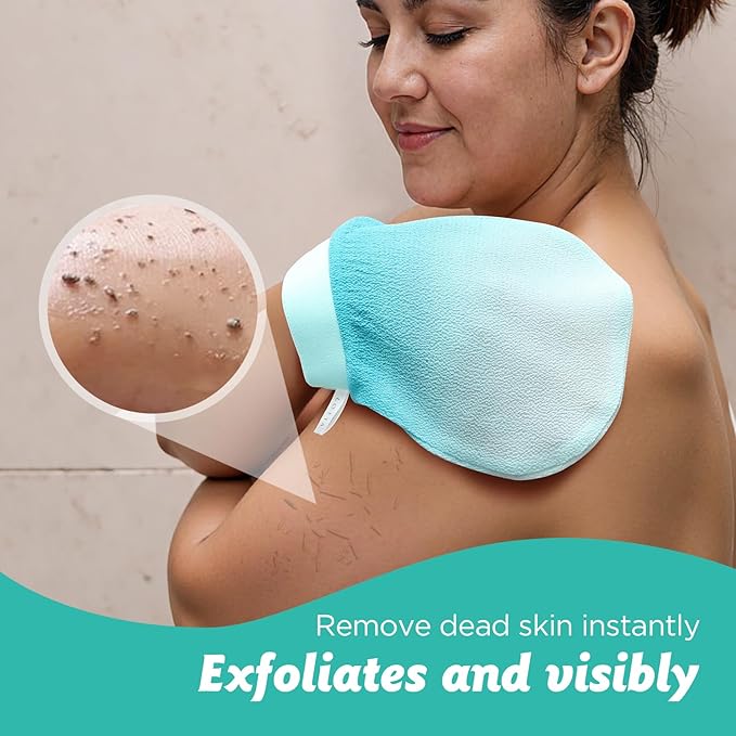 LOTTA Dreamy-Glow Deep Exfoliating Glove - Vegan Dead Skin Removal Body Scrub Mitt Bath Washcloth for Women Shower Exfoliation (Jungle Mist)