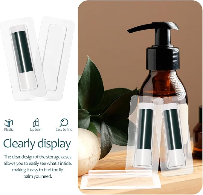 VILLCASE Lip Balm Pouches, 40pcs Plastic Lipstick Money Holder Clear Dome Lip Chap-Stick Money Cash Pounches, Lip Balm Cover for Gift Card DIY Crafts, Not Include Tape