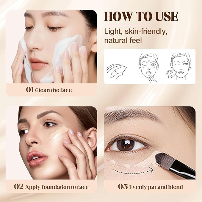 Colored CC Undereye Corrector, Eye Concealer Undereye Color Corrector for Dark Circles, Clay Neutralizing Makeup Under Eye Hydrating Concealer with Brush (Light-Medium & 3 Brushes, Small)