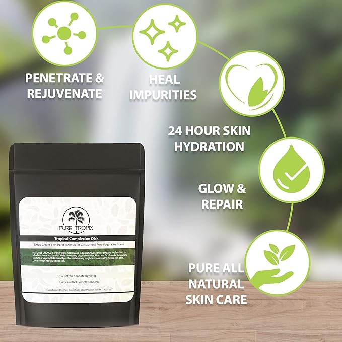 Pure Tropix Face & Body Exfoliating Scrub Set | Gentle Plant-Based Facial Cleansing Brush | Deep Cleansing Brush | Loofah Discs for Healthy and Radiant Skin | Organic Loofah for Men & Women (3 Pack)