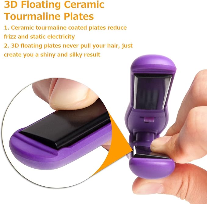 AmoVee Mini Flat Iron, 0.7 Inch Mini Hair Straightener, Small Flat Iron for Short Hair,Curls Bangs, Dual Voltage Travel Hair Straightener（Purple）