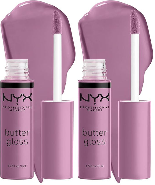 NYX PROFESSIONAL MAKEUP Butter Gloss, Non-Sticky Lip Gloss - Marshmallow (Muted Lilac) (Pack of 2)