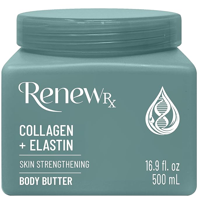 Collagen + Elastin Skin Strengthening Body Butter for Dry Skin – Hydrating & Firming Skin Care, Vegan Skincare, 16 oz
