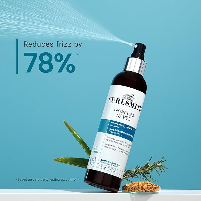 CURLSMITH - Effortless Waves Styling Spray, Lightweight and Moisturising, Reduce Frizz, Natural Look, For Wavy and Curly Hair, Vegan (59ml/2 fl oz) Trial or Travel Size