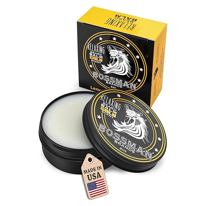 Bossman Relaxing Beard Balm for Men (Gold Scent) – Tames, Relaxes, Thickens & Softens for Ultimate Beard Care – Made in USA