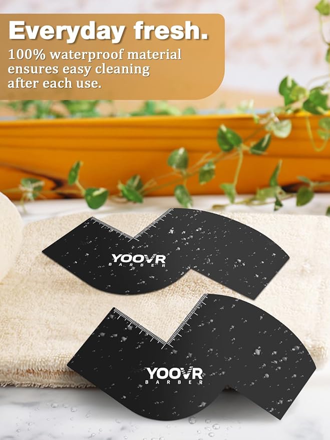 2PCS Barber Accessories for Haircut & Beard Lineup, Enhancement Card for Barbers & Beginners, Essential Shaping Tool for Beard Trimmer Hair Clipper Hair Fiber Enhancements Barber Spray, S-shaped