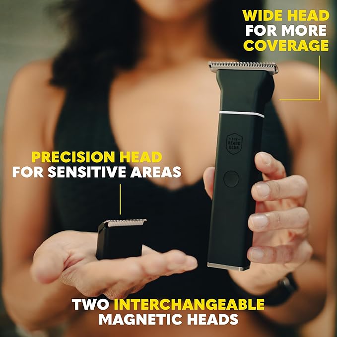 The Beard Club Manscape Body Hair Trimmer for Men, Pubic Hair Trimmer for Men & Ball Trimmer - Mens Body Shaver, Ceramic Blade Ball Shaver - Rechargeable, Electric, Waterproof Wet or Dry Clippers