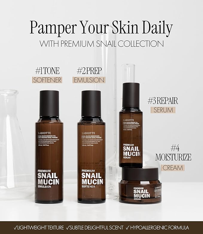 LABIOTTE Premium Snail Mucin Emulsion | Korean Skin Care Emulsion for Women & Men w/ 72% Snail Mucin Essence | Hypoallergenic Balancing Emulsion | Hydrating Moisturizer Emulsion (5.07 fl oz)