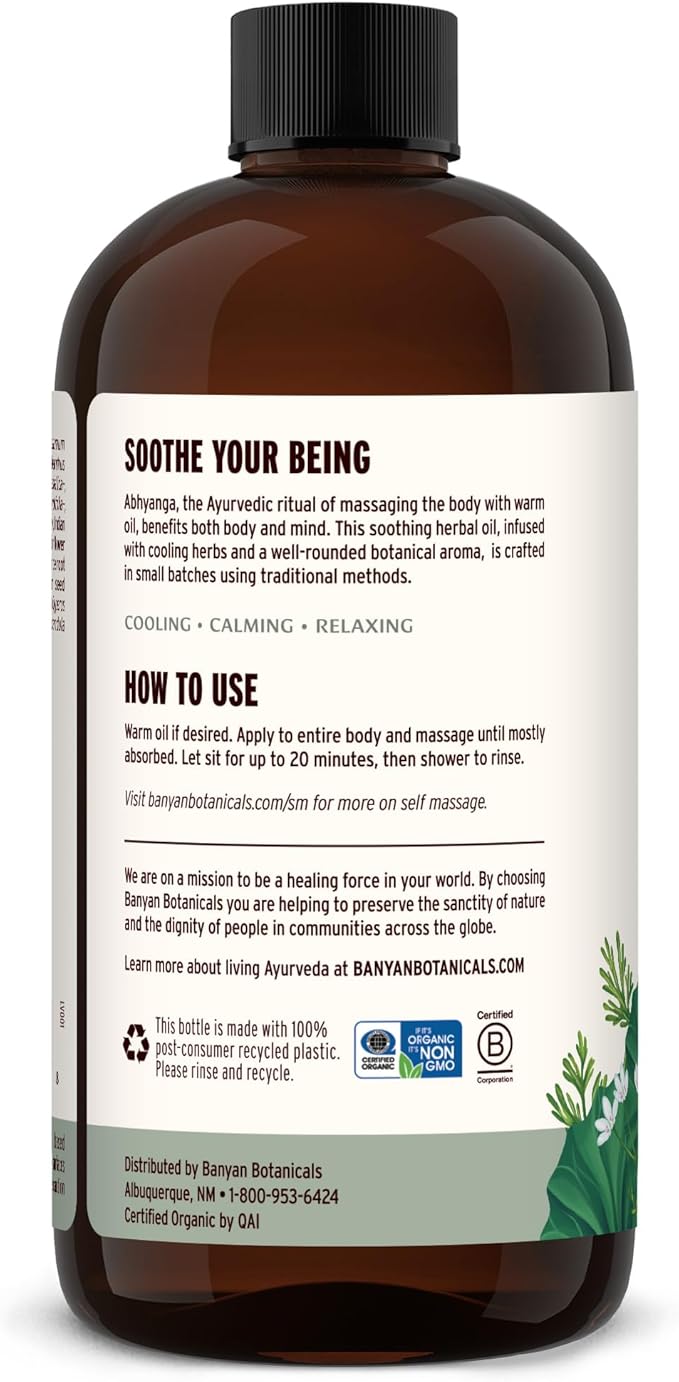 Banyan Botanicals Pitta Massage Oil – Organic Massage Oil Infused with Ayurvedic Herbs – with Gotu Kola and Guduchi (Tinospora cordifolia) – 24 oz. – Non-GMO Sustainably Sourced Abhyanga Massage Oil