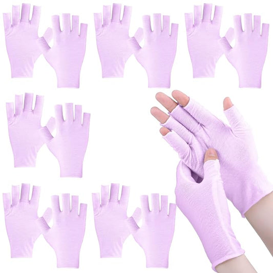 Geyoga 6 Pairs Fingerless Moisturizing Gloves Eczema Cotton Gloves for Adults Half Finger Touchscreen Lotion Overnight Dry Hands for Women Sleeping(Pink)