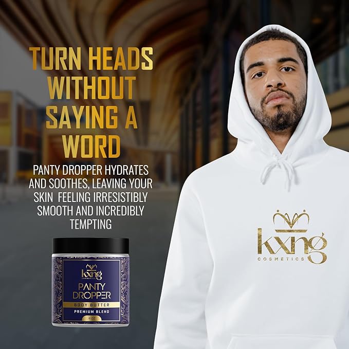 KXNG Cosmetics, Body Butter, Organic Skin Care for Men and Women, Body Moisturizer Lotions and Creams, Raw Shea Butter, Cocoa Butter, Mango, Coconut Oil, Hand, Foot, All Skin Types (Panty Dropper)