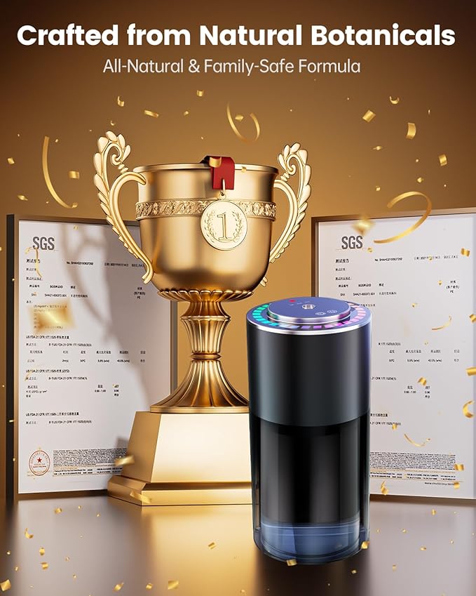 5.6oz/160ml Large Capacity 2025 AI Car Air Freshener, Smart Car Electric Diffuser with Perfumes (Colognee), Essential Oil Diffuser Last 6 Months, Auto On/Off, 3 Mode Adjustable, BJ 579-2