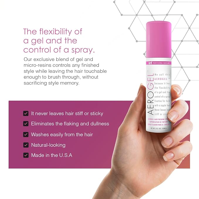 TRIDESIGN Aerogel Hairspray - Strong Hold Hair Finishing Spray for Volumizing & Control, Flexible Styling for All Hair Types, Non-Sticky and Scented - For Women and Men - Travel Size Pack of 2 (3 Oz)