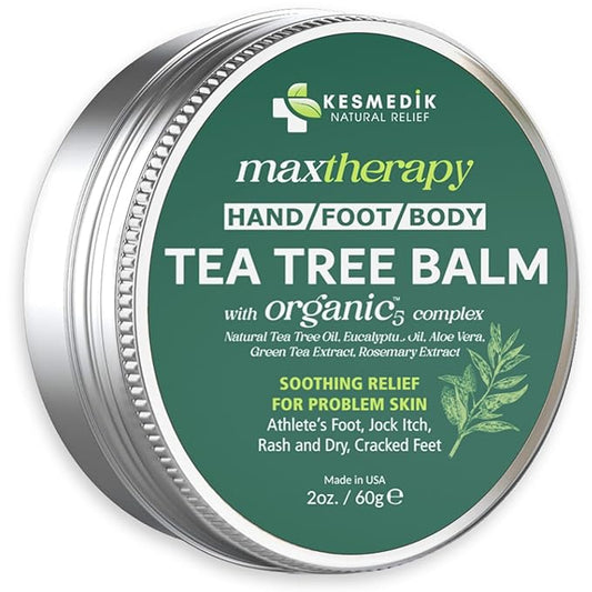 Tea Tree Oil MaxTherapy Balm, Itchy Skin Relief, Soothing for Rashes, Jock Itch, Athlete’s Foot, Chafing, Insect Bites, Folliculitis, Dry Sensitive Skin, Effective & Safe for All Ages, 1-Pack