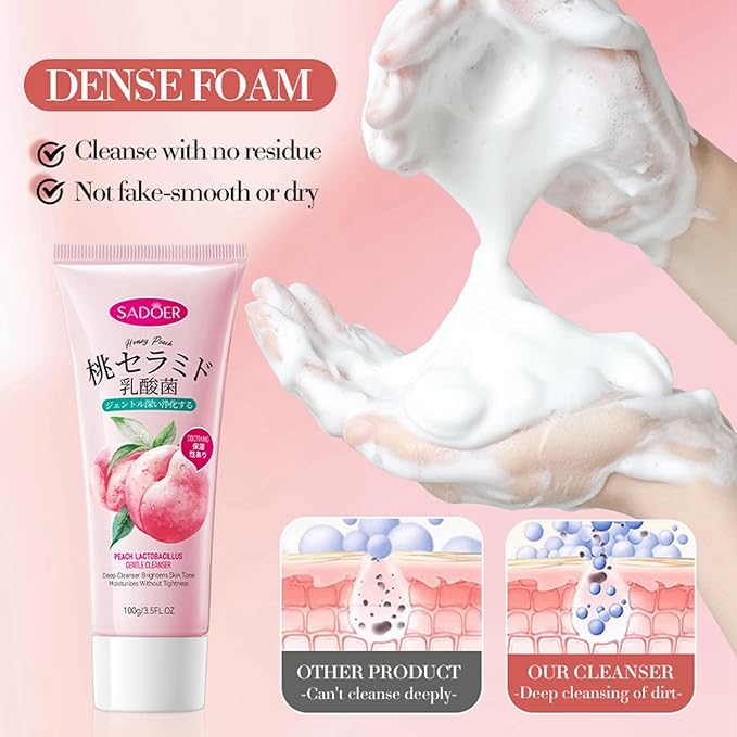 Peach Skincare Sets For Teen Girls, Complete Skin Care Routine With Facial Moisturizer, Face Cleanser, Face Mask, Peach Serum, Hand Cream & Toner, 7-In-1 Facial Skincare Set For Women