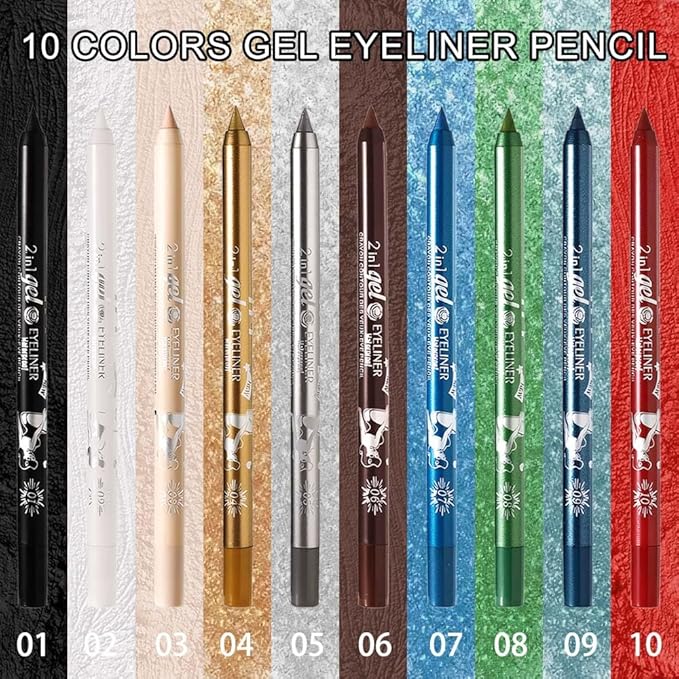 evpct 1Pcs Dark Brown Color Gel Glitter Eyeliner Pencils Set for Women Waterline Waterproof Smudge Proof lapiz de ojos delineador de ojos contra el agua Eye Liner Makeup,06# Dark Brown