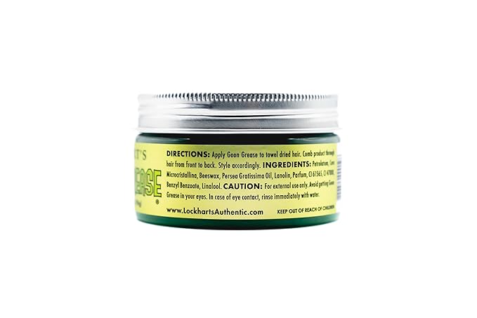 Lockhart's Oil Based Original Goon Grease - Handcrafted Pomade for Men – Firm Hold, High Shine - Locks in Moisture & Easy to Recomb - Lanolin and Avocado Oil for Conditioning - Lemon Scent (3.4 oz)