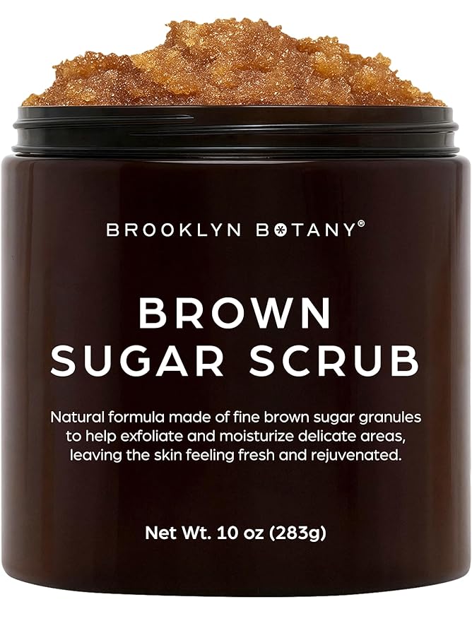 Brooklyn Botany Brown Sugar Body Scrub - Moisturizing and Exfoliating Body, Face, Hand, Foot Scrub - Fights Acne, Fine Lines & Wrinkles, Great Gifts For Women & Men - 10 oz