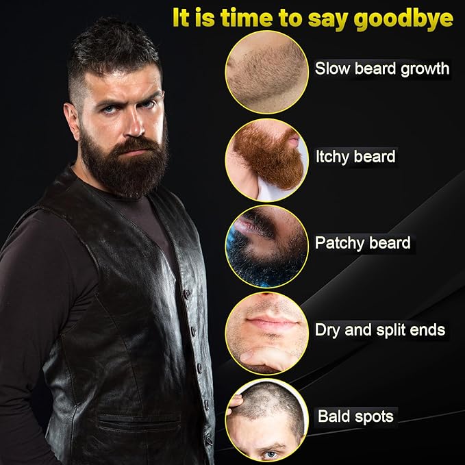 Beard Balm, Maximum Concentration BIOTIN, with Castor Oil and Argan & Jojoba Oils, Promotes Beard Growth, Styles, Strengthens & Softens Beards & Mustaches, 2 Ounce，Sandalwood