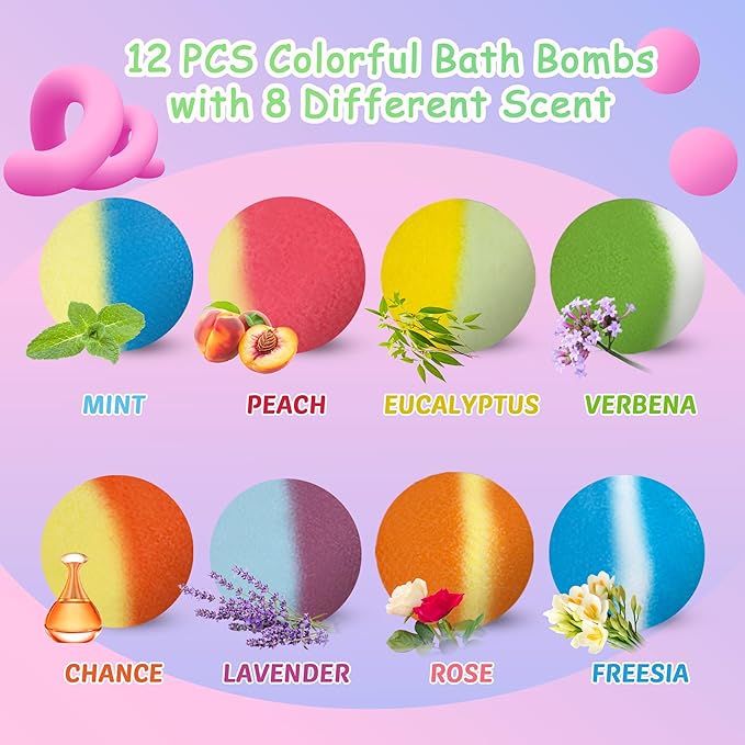 Bath Bombs for Kids, 12 Pcs Bath Bombs with Glow in The Dark Animal Surprise Inside, Handmade Organic Bubble Bath Ball Gift Set for Boys and Girls, Gift for Birthday Christmas Easter