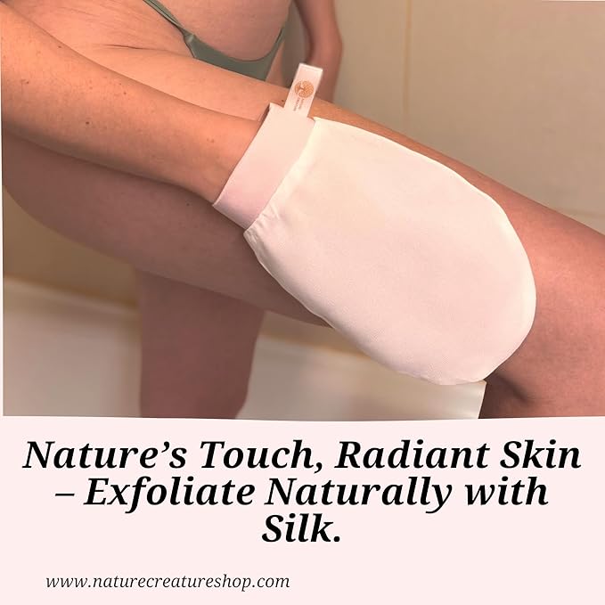 – Vegan Silk Exfoliating Glove (2pcs) for Face, Body, and Hands | Natural Body Scrubber for Dead Skin Removal | Exfoliating Mitt Eco-Friendly, Perfect for Spa, Bath, and Shower