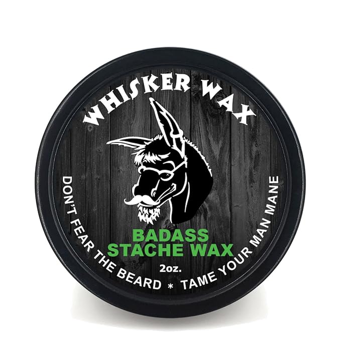 Badass Beard Care Mustache Wax For Men, 2 oz - Made with All Natural Butters and Waxes, Medium Hold, Keeps Mustache Looking and Feeling Natural and Soft