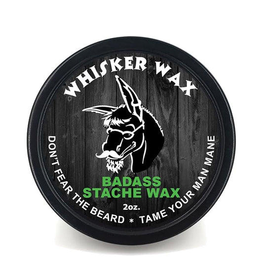 Badass Beard Care Mustache Wax For Men, 2 oz - Made with All Natural Butters and Waxes, Medium Hold, Keeps Mustache Looking and Feeling Natural and Soft