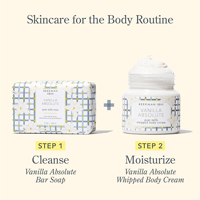 Beekman 1802 Whipped Body Cream, Vanilla Absolute, 2oz - Scented - Moisturizes, Soothes & Softens - With Coconut Oil & Mango Seed Butter - No Irritation - Good for Sensitive Skin