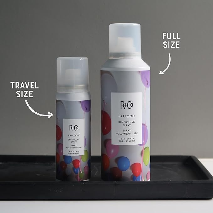R+Co Balloon Dry Volume Hair Spray Travel Size | Instant Volume, Texture and Shine | Long-Lasting, Ultra-Light Spray for Fine Hair | TSA Approved | Set of 2