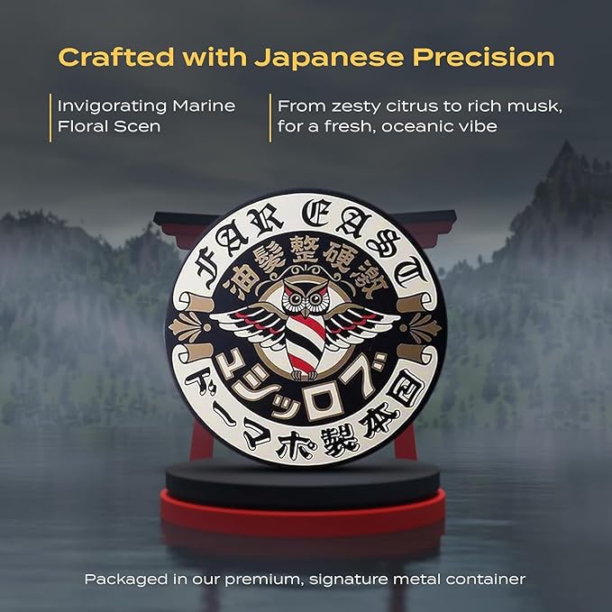 Far East Hard Pomade - Water Based Hair Styler with Extra Firm Hold & Medium Shiny Finish - Humidity Resistant Grooming Pomade for Men - 4 Oz