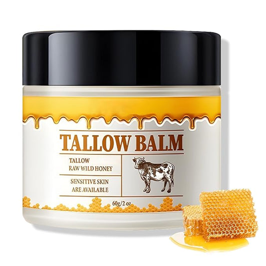 Beef Tallow and Honey Balm for Skin Tallow Face Moisturizer Natural Organic Tallow Honey All body Balm Tallow Body Moisturizer 2 Oz