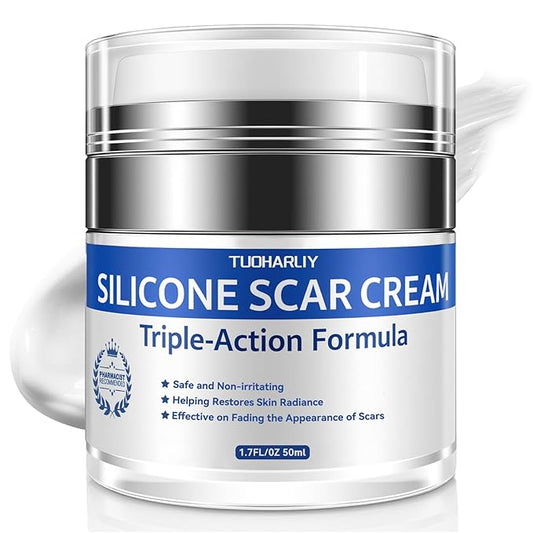Scar Cream, Silicone Scar Gel, Advanced Scar Removal Cream for Surgical Scars, Stretch Marks, Keloid Bump Removal, Injuries, Burns and Acne, Old and New Scars, Gentle on Sensitive Skin, 1.7 oz(50ml)