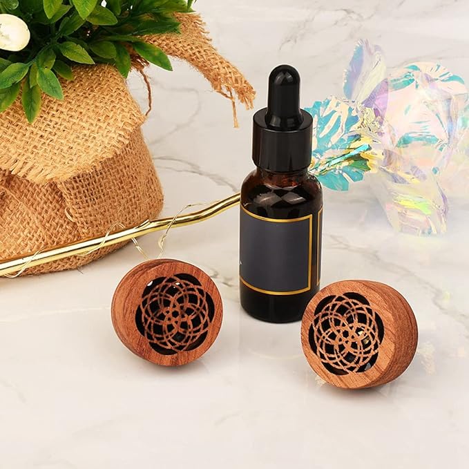 Essential Oil Car Diffuser, 2 PCS Car Aromatherapy Wood Diffuser with Vent Clip