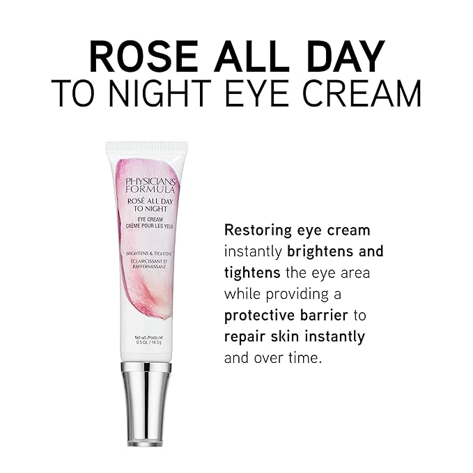 Physicians Formula Rosé All Day To Night Eye Cream, Dark Circles, Puffiness, Bags Under Eyes, Wrinkles | Dermatologist Tested, Clinicially Tested, Hypoallergenic