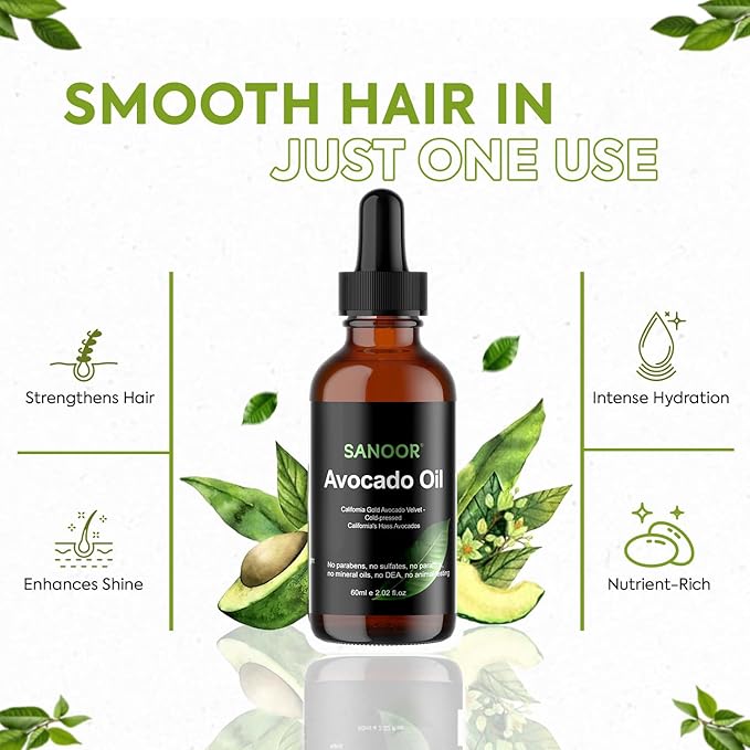 California Gold Avocado Oil - 100% Pure & Cold-Pressed - Premium Grade for Hair & Skin with Nutrient-Rich Hair Butter - 2.02oz (60ml)