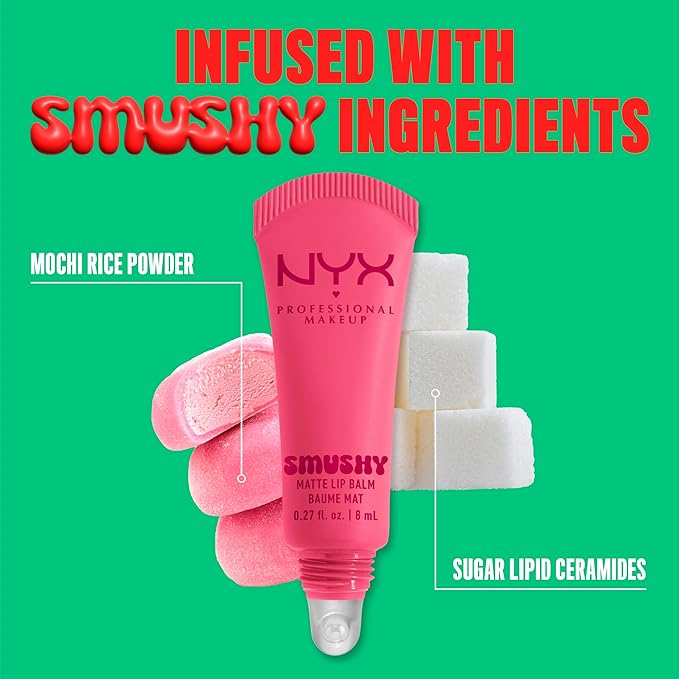 NYX PROFESSIONAL MAKEUP Smushy Matte Lip Balm, Tinted Lip Moisturizer with Soft, Matte Finish - Swipe Sesh (Light Dusty Rose)