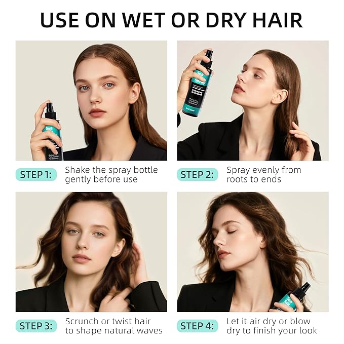 Sea Salt Spray for Hair Men and Women 5 fl oz - Dry Texturizing & Volumizing, Curl and Beach Waves Spray for Hair