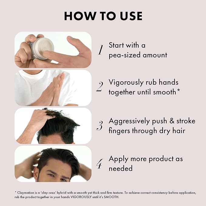 Hanz de Fuko Claymation – Premium Men’s Hair Styling Clay for a Super High Hold, Matte Finish – Clay & Wax Hybrid, Ideal Texture Product for Straight, Wavy and Thick Hair Types – 2 oz, Travel Size