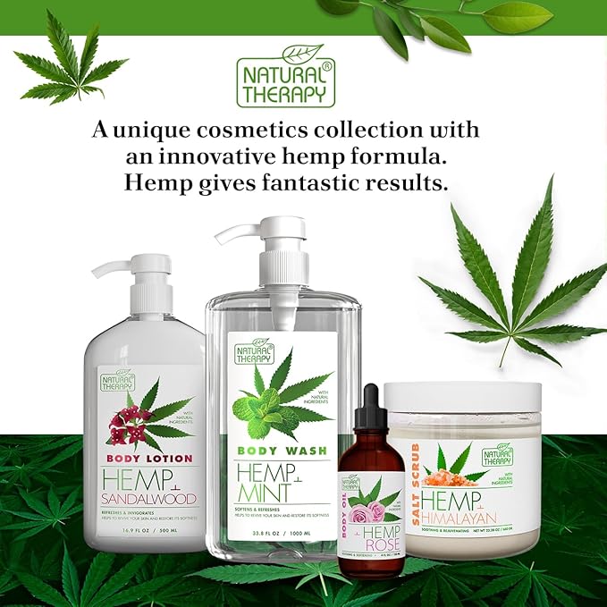 Natural Therapy Hemp & Himalayan Salt Scrub – Exfoliating Body Scrub for Women – Moisturizing and Nourishing Skin – with Pure Oils and Dead Sea Minerals (23.28 Oz)