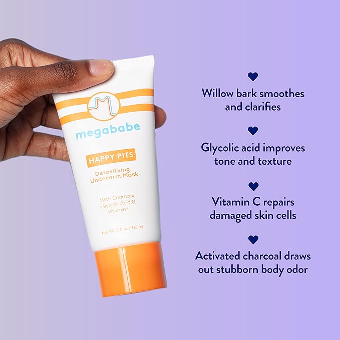 Megababe Underarm Mask - Happy Pits | With Detoxifying Charcoal & Vitamin C | 3 fl oz