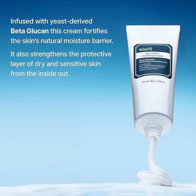 DearKlairs Rich Moist Soothing Cream 80ml, Repair Skin Barrier, Sensitive Skin, Hypoallergenic, Centella Asiatica, Ceramide, Moisturizer, Full Hydration, Non-sticky texture, Korean Moisturizer
