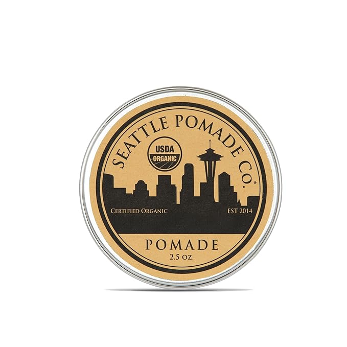 Seattle Pomade Co. USDA Certified Organic Pomade. Medium Hold & High Shine, Hair Styling Formula Non GMO, Made with organic materials from around the world.