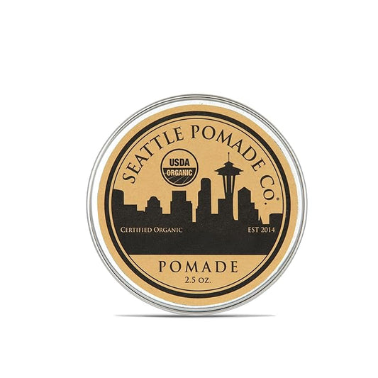 Seattle Pomade Co. USDA Certified Organic Pomade. Medium Hold & High Shine, Hair Styling Formula Non GMO, Made with organic materials from around the world.